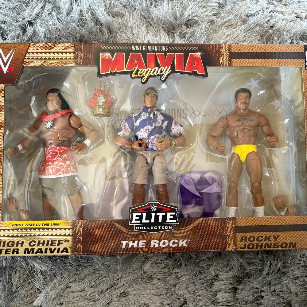 WWE Wrestling Elite Collection Generations Maivia, Rocky, The Rock Legacy 3 Pack